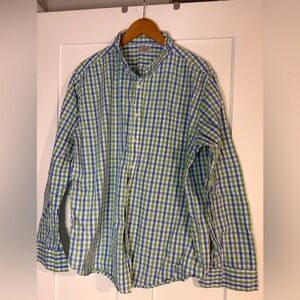 Casual Green and Blue Plaid Men's Shirt